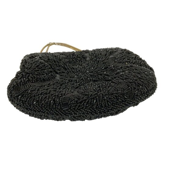 La Regale Vintage Black Beaded Evening Bag With Gold Chain Strap - Picture 4 of 7